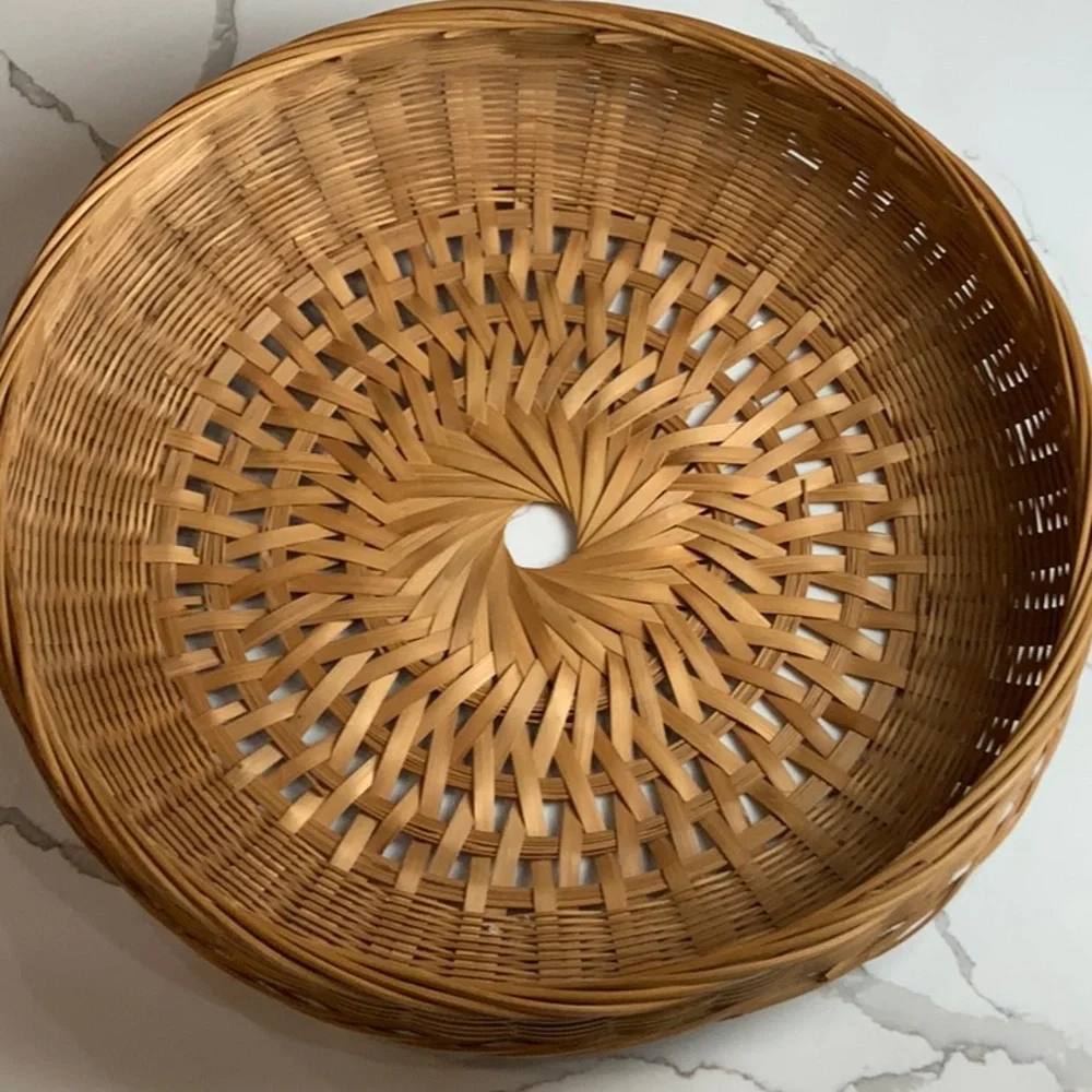 Vintage Hand-Woven Wicker Straw Basket | 14